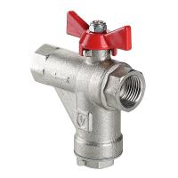 Кран шаровый со встроенным прямым фильтром, рукоятка бабочка 1/2" вн.-вн. VALTEC VT.294.N.04 