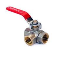 Кран шаровой полнопроходной трехходовой ТИП T, ручка-РЫЧАГ, В-В-В 3/4                       PRO AQUA