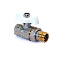 Кран шаровой полнопроходной со сгоном, ручка-БАБОЧКА БЕЛАЯ, Н-В 1/2                         PRO AQUA