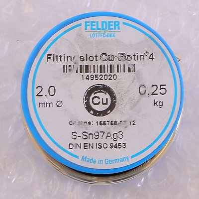 Припой мягкий медный 4, 2 мм 250 гр на шпуле Cu-Rotin*4  