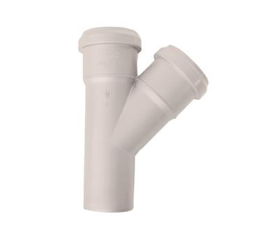 Тройник канализационный DN 50x50 мм на 45° белый бесшумный Синикон КОМФОРТ
