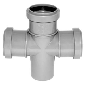 Крестовина одноплоскостная канализационная DN  50x50x50/90 мм полипропиленовая, серая Синикон