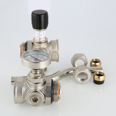 Байпас проходной 200 мм, с патрубками для термометров