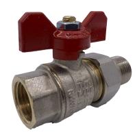 Кран шаровый со сгоном ручка Бабочка  1.1/2" внутренняя - внутренняя  резьба  TIEMME 2120122 / 2121R