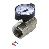 Шаровой кран TECEfloor с термометром, 1" вн.р х 1" нар.р, красный/синий 77381008