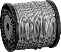 Трос стальной с синтетической серединой в оплетке ПВХ DIN 3055 , оцинкованный 4 (5)  мм х 200 м 