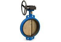 Затвор Ду350 Ру16/10 межфл. поворотный с редуктором чугунный (EPDM). До 130С° вода, пар, воздух.