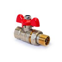Кран шаровой полнопроходной со сгоном, ручка-БАБОЧКА, Н-В 1/2                               PRO AQUA