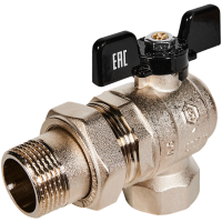 SVB-0008-200025 STOUT Кран шаровой полнопроходной угловой с американкой, ВР/НР, ручка бабочка 1"