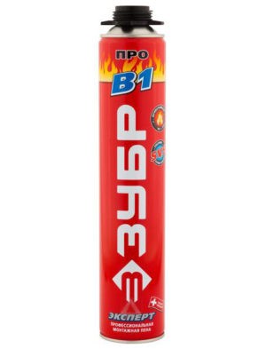 Пена монтажная для пистолета ЗУБР эксперт PRO B1,огнестойкая,750 мл,класс B1,OC=240