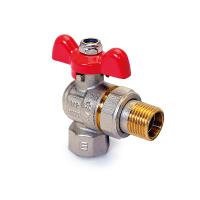 Кран УГЛОВОЙ шаровой полнопроходной со сгоном, ручка-БАБОЧКА БЕЛАЯ, Н-В 1                   PRO AQUA