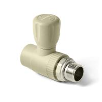 Шаровой кран для радиатора прямой 25*3/4" НАР. резьба PP-R Серый PA41010G полипропиленовый PRO AQUA