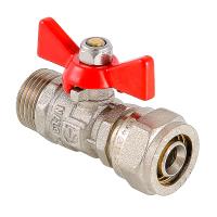 Кран шаровый под обжим, рукоятка бабочка 16х1/2 нар.  VALTEC VT.341.N.1604
