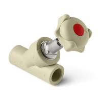 Вентиль косой Серый DN 25 PRO AQUA ПП-Р PA42010G 