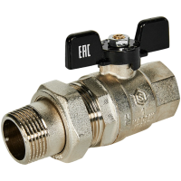 SVB-0007-200025 STOUT Кран шаровой полнопроходной с американкой, ВР/НР, ручка бабочка 1"