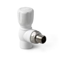 Шаровой кран для радиатора угловой 20*1/2" НАР. резьба PP-R Белый PA42108 полипропиленовый PRO AQUA