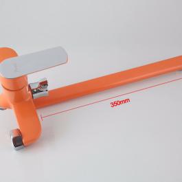 F 2232 Смеситель для ванны с изливом 35F 35см переключатель в корпусе,оранжевый/хром,однорукий  FRAP