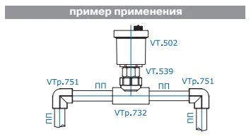 Тройник PPR с переходом на ВН. Р. VALTEC полипропиленовый VTp.732 Тройник PPR с переходом на ВН. Р. VALTEC полипропиленовый VTp.732
