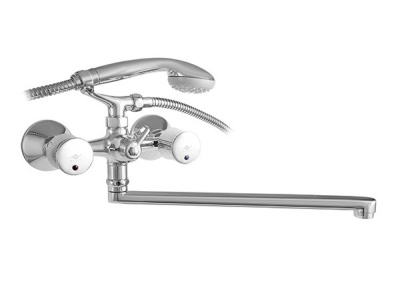 607 DIAMANT  Смеситель для ванны-умыв.с плоск. изл. 330 мм. с держ. с классической кран-буксой MOFEM