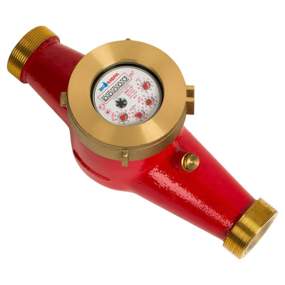 Счетчик воды ЭКОМЕРА ЭКО Ду40 L300 ГВС-ХВС многоструйный антимагнитный, резьбовой. Сгоны в комплекте