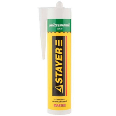 Герметик силиконовый 260 мл белый STAYER не вызывает коррозию, влагостоек