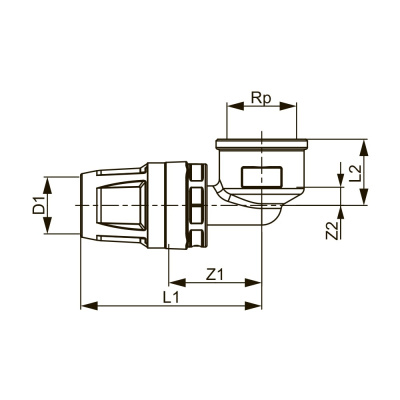 Угол  25 х 3/4" PPSU-латунь внутренняя резьба TECElogo-Push 8610205