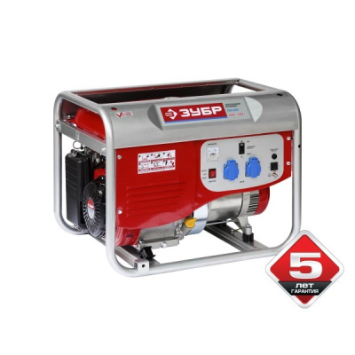 Генератор бензиновый ЗУБР 5000/4000 Вт,220 В,ручной пуск,2,08 л/ч ,предохранитель 16А,бак 25 л.