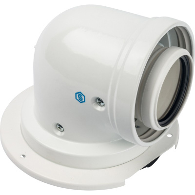 Угол для конденсационного дымохода с фланцем 90° Ø60/100, м/п PP-FE (совместим с Bosch) STOUT