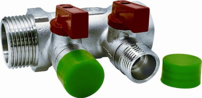 Коллектор с Отсекающими кранами 1"х2 вых.  1/2" нар.          EU.ST3042275 2х1х12                   