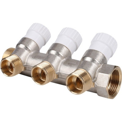 Регулировочный коллектор  на 3 вых 3/4" х 1/2" STOUT никель  SMB 6851 341203