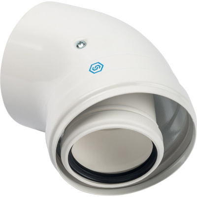 Угол для конденсационного дымохода 45° M-F Ø60/100, м/п PP-FE STOUT