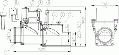 HL 712. 2 EPC DN 125 Магистральный двухкамерный канализационный затвор с электроприводом