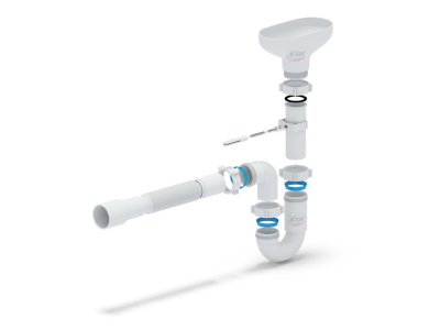 Сифон АНИ 1.1/2"*40 прямоточн. с разрывом струи с гибкой трубой 40*40/50 DR0115