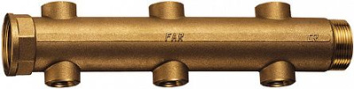 Коллектор проходной нерегулируемый FAR 1.1/2"х3/4" 6 парал отвод вн. р  раст. между отводами 100 мм