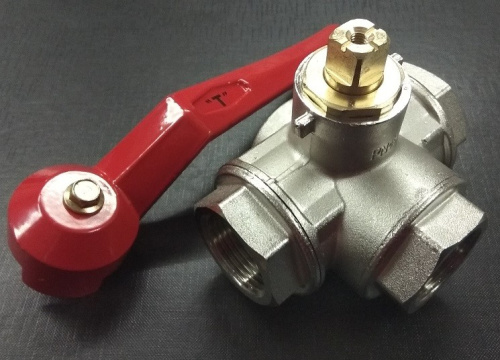 128 T Кран ВВ 1/4" 3-ходовой тип T ручка  ITAP