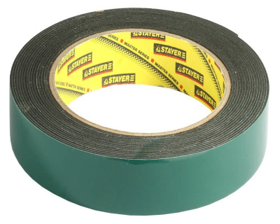 Лента ЗУБР "STAYER" Profi, двухсторонняя клейкая на вспененной основе, белая 19 мм х 5 м (скотч)