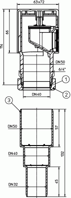 HL 903 Воздушный клапан DN32/50 переходник, DN 40 конусная гайка,со съемной сеткой; р.в 8 л/с