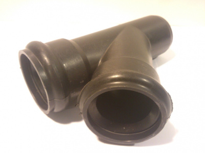 Тройник канализационный черный Ø 50(ДУ48)хØ 50 (ДУ48) х45° (косой)