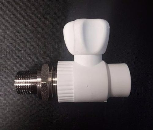 Кран полипропиленовый радиаторный прямой PPRC D25*3/4  белый РОССИЯ (упаковка 60 шт) КРОСС