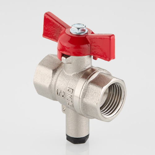 Кран шаровой СТАНДАРТ, никель, для подкл датч, рукоятка бабочка, 1/2", вн.-вн PN40 (ГОСТ) VT.128.N.0