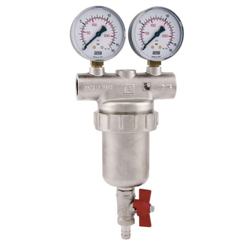Фильтр промывной (самоочищающийся) 1/2" c 2 манометрами ITAP