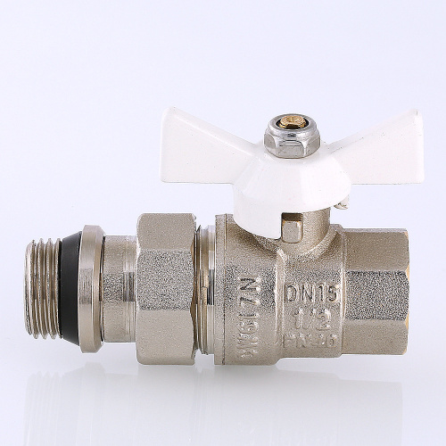 Кран шаровый BASE с полусгоном 3/4" вн.-нар. белая рукоятка c доп. уплотнением VALTEC VT.227.NRW.05