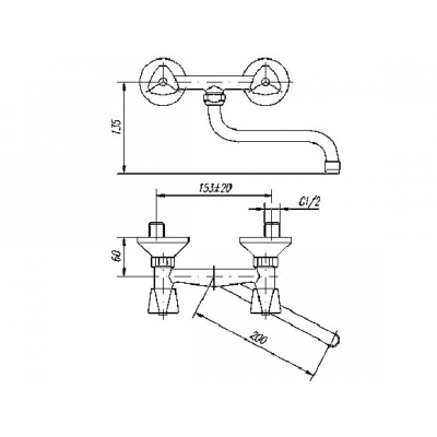 112 DIAMANT CER  Смеситель для мойки, излив 210 мм. с керамической кран-буксой MOFEM