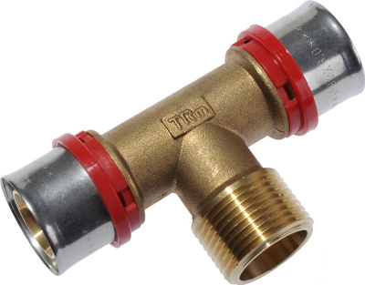 Фитинг пресс для металлопластиковой трубы  Тройник 20 x 1/2" x 20  Наружная резьба TeRma (TRm)