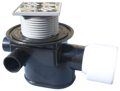 HL 70 DN 75/110 Трап с обратным клапаном и 3-мя доп. входами. Решетка 115х115мм нержавейка