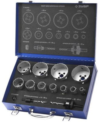 Набор коронок биметаллических  ЗУБР ЭКСПЕРТ 22-67  мм, 6 шт.уп.