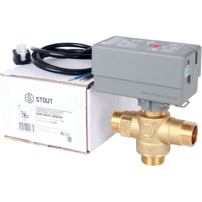 3-х ходовой 3/4 зональный клапан, сервопривод 230V, кабель 1 м, kv 8 SVM-0070-300020 STOUT