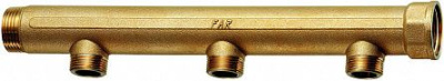 Коллектор проходной нерегулируемый FAR 1.1/2"х1" 3 выхода Нар-резьба раст. между отводами 100 мм