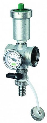 Хромированный узел 1.1/4" с автоматич воздухоотводчиком , с термометром и слив кланом