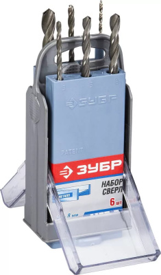 Набор сверел по мет. ЗУБР "'МАСТЕР"Супербокс,Сталь Р6М5,угол заточки 118 6 шт.уп